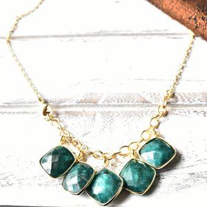 Green Faceted Chalcedony Necklace